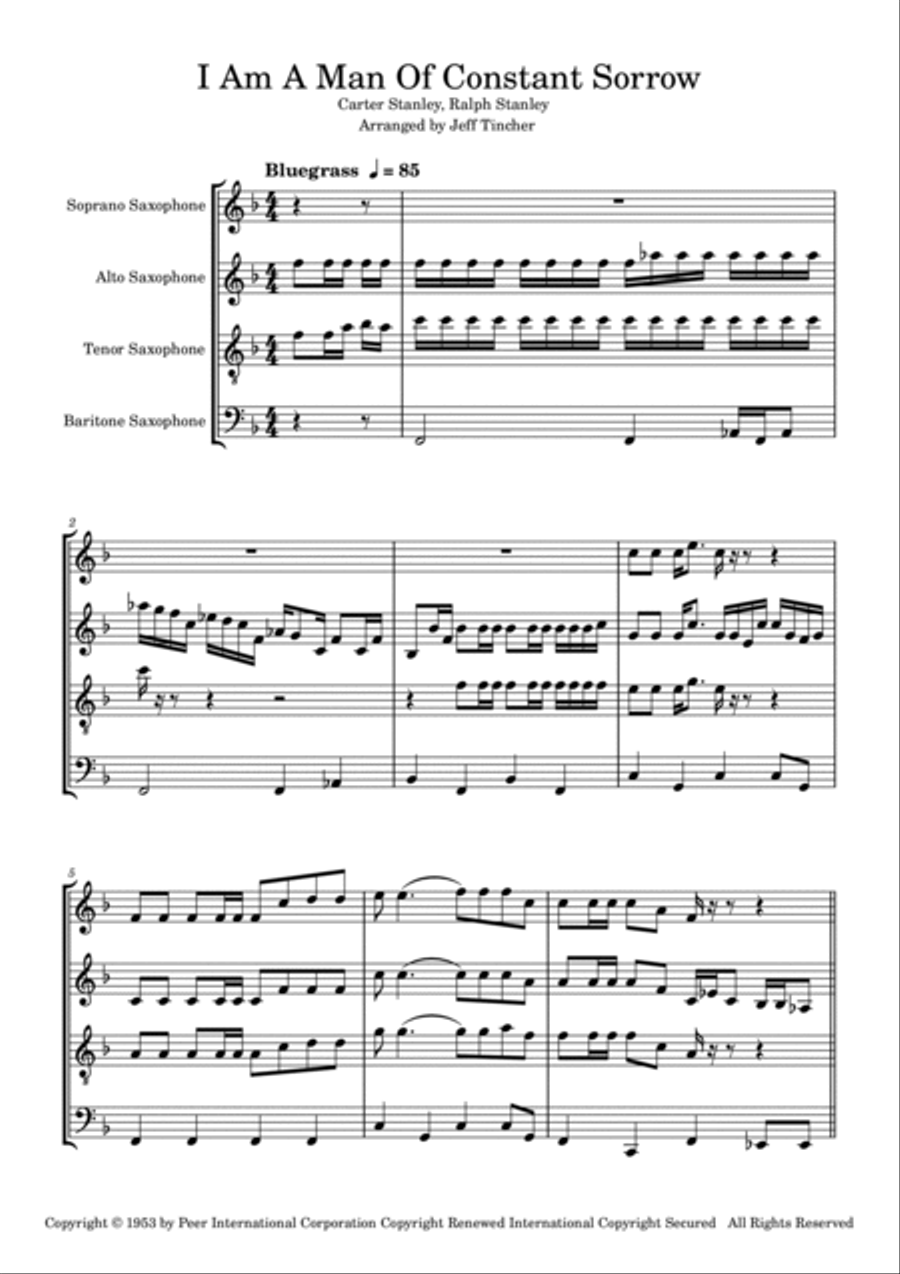I Am A Man Of Constant Sorrow Woodwind Quartet scores gallery preview page 2