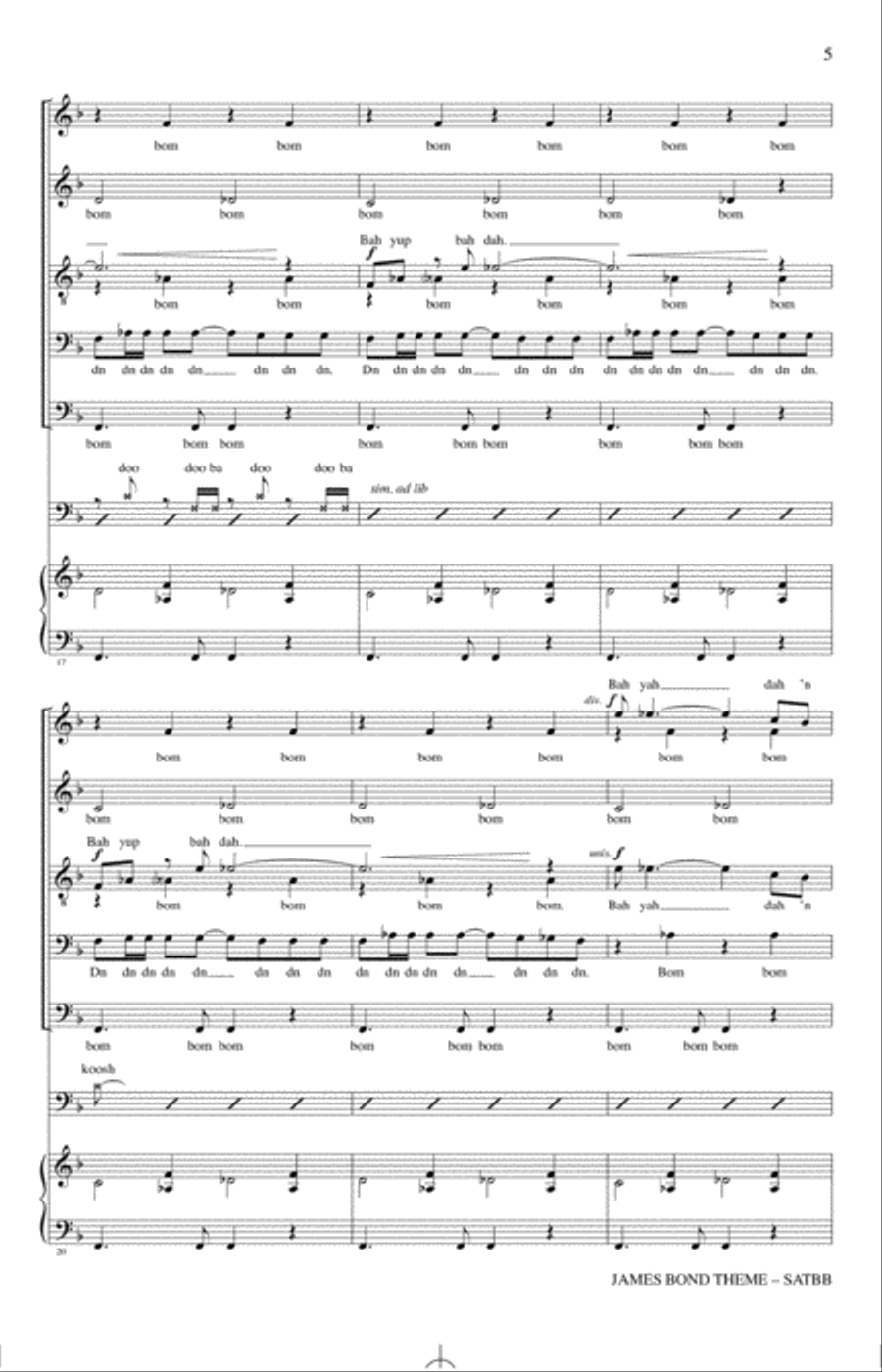 James Bond Theme (arr. Alan Billingsley) 4-Part scores gallery preview page 4