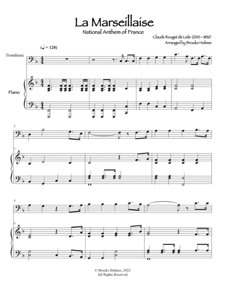 French National Anthem (La Marseillaise) Trombone & Piano image number null