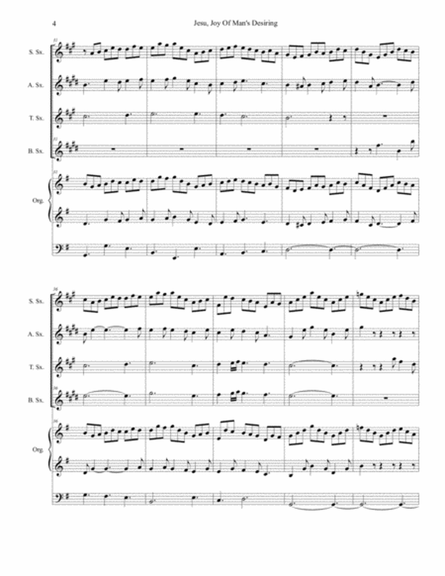 Jesu, Joy Of Man's Desiring (for Saxophone Quartet and Organ) image number null