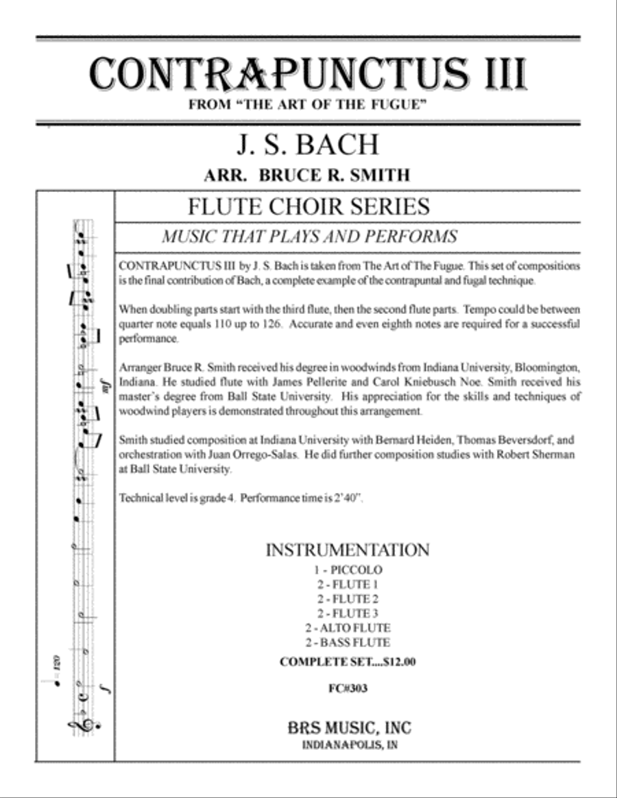 Contrapunctus #3 Contrapunctus #3 Flute Choir scores gallery preview page 1