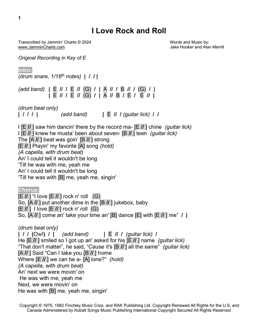 I Love Rock 'n Roll Acoustic Guitar scores gallery preview page 1