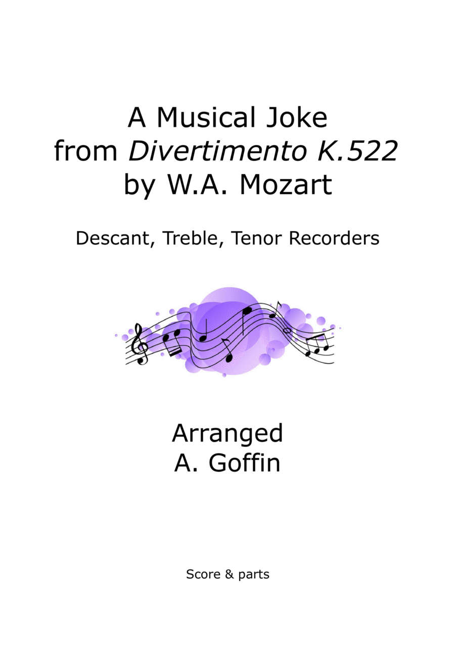 Musical Joke (Divertimento K.522) Soprano Recorder scores gallery preview page 1