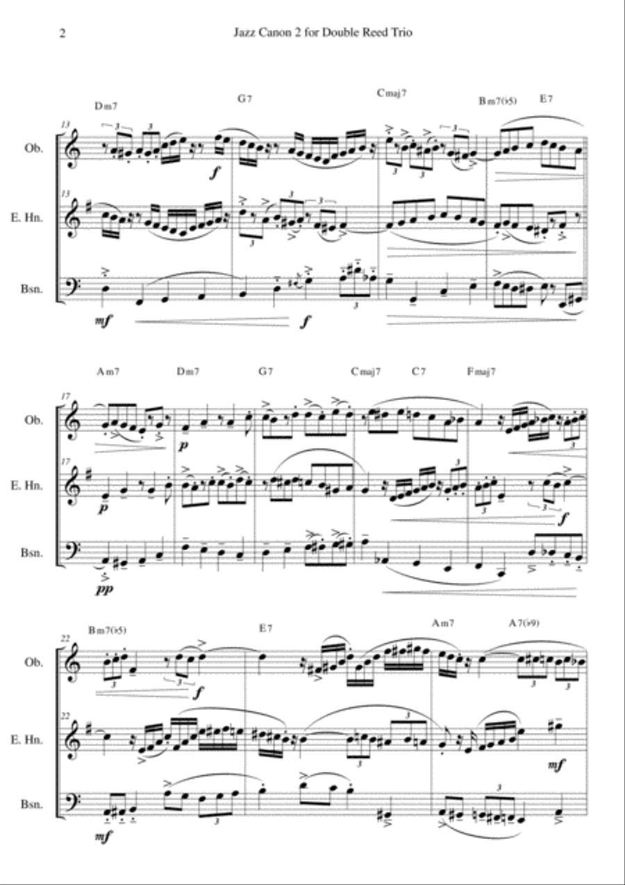 Jazz Canon 2 for Double Reed Trio Woodwind Trio scores gallery preview page 2