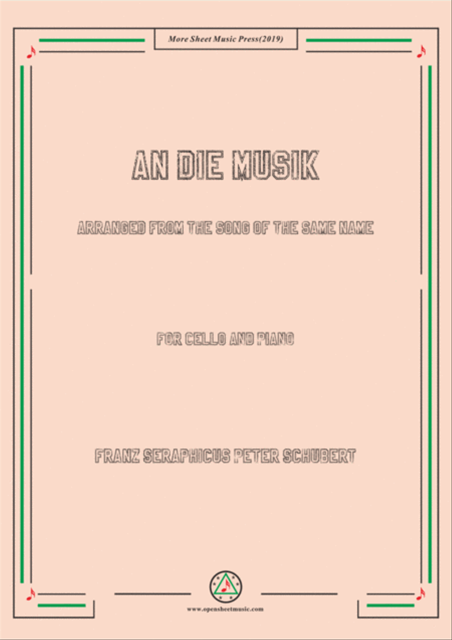 Schubert-An die Musik,for Cello and Piano Piano scores gallery preview page 1