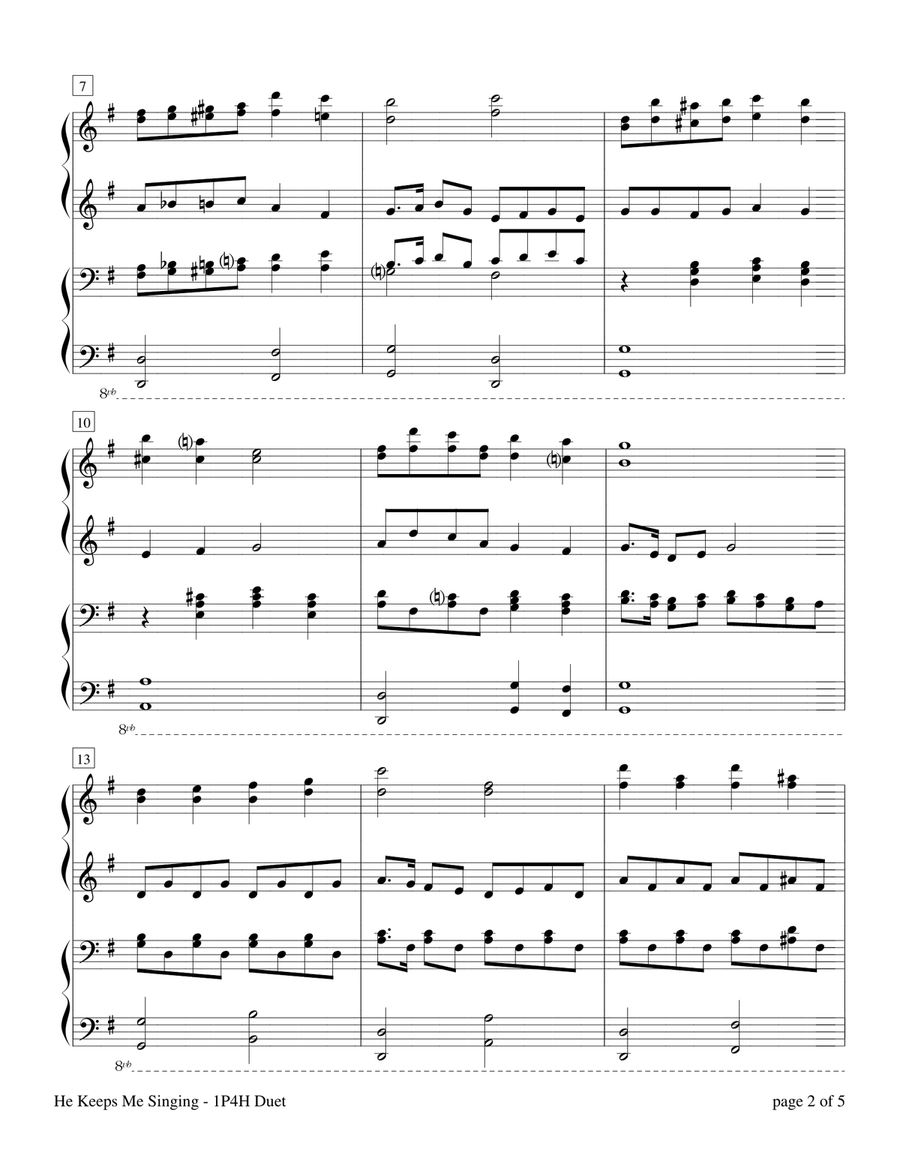 He Keeps Me Singing (1 Piano, 4 Hands) 1 Piano, 4-Hands scores gallery preview page 5