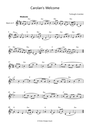 Carolan's Welcome - Horn Lead Sheet with Chord Symbols