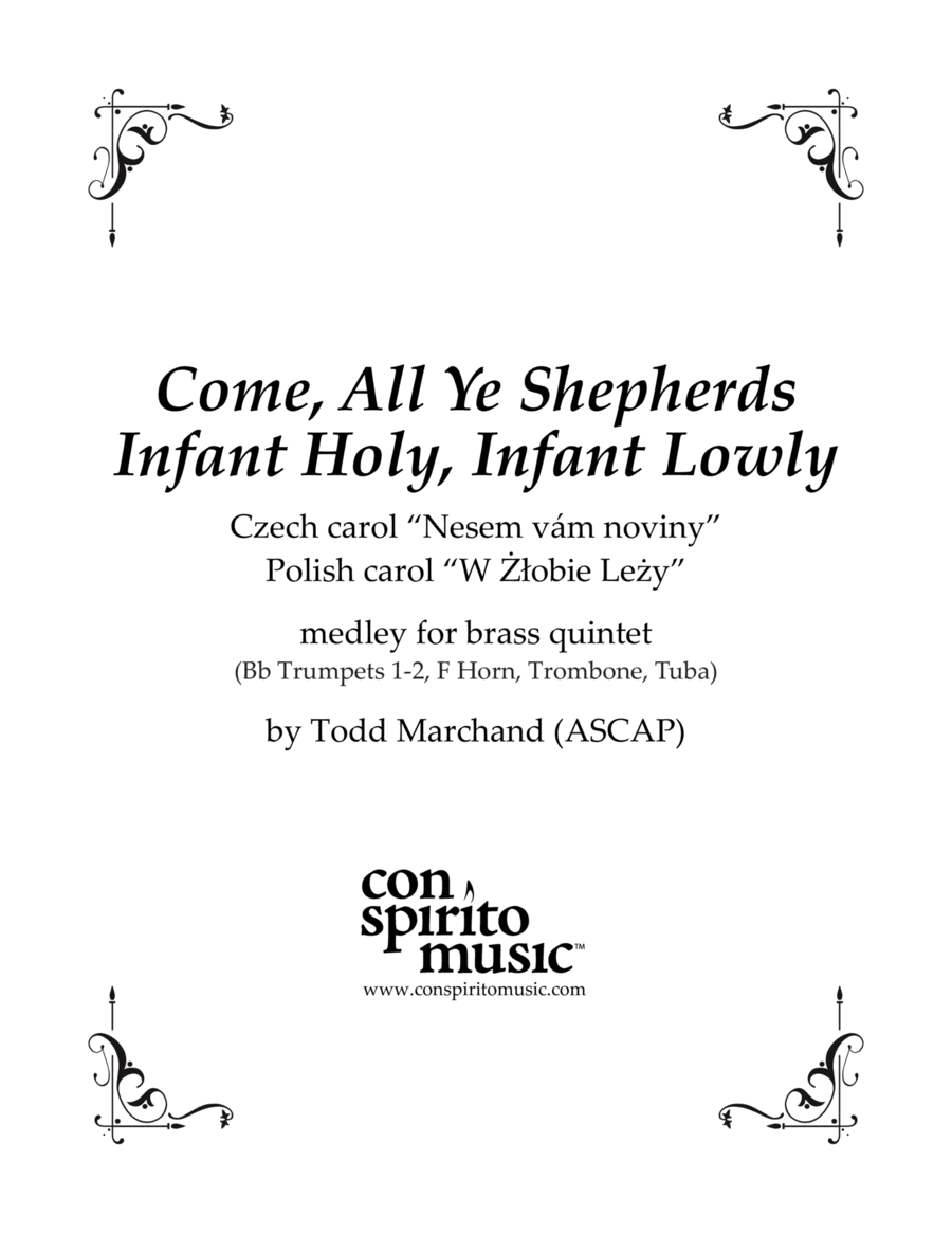 Come, All Ye Shepherds; Infant Holy, Infant Lowly - brass quintet Brass Quintet scores gallery preview page 1