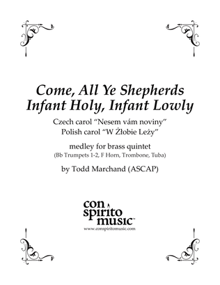 Book cover for Come, All Ye Shepherds; Infant Holy, Infant Lowly - brass quintet