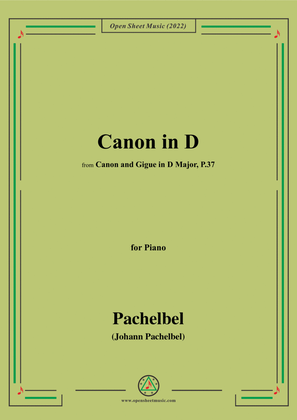 Book cover for Pachelbel-Canon in D,P.37 No.1,for Piano