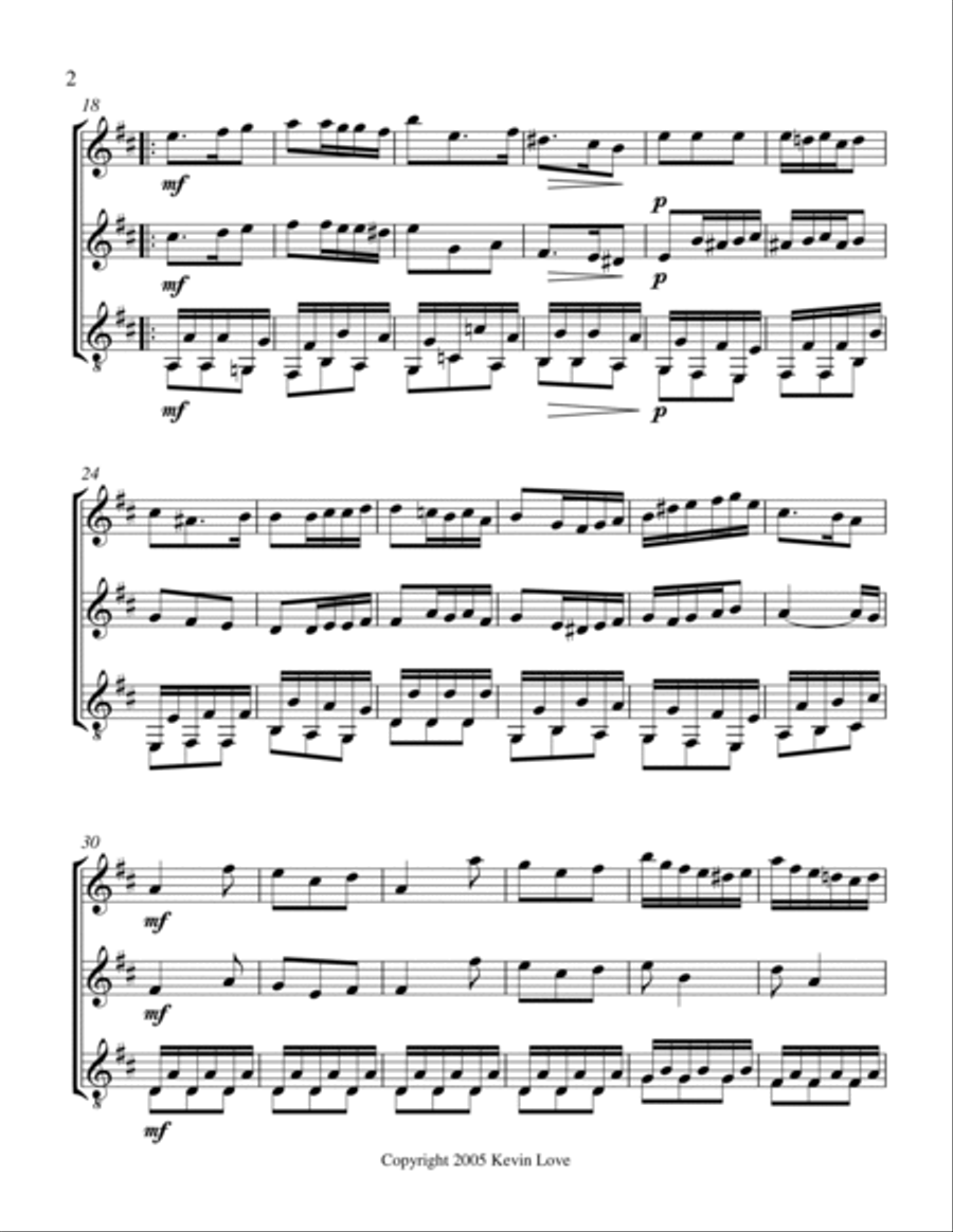 La Gaillarde (Flute, Violin and Guitar) Small Ensemble scores gallery preview page 2