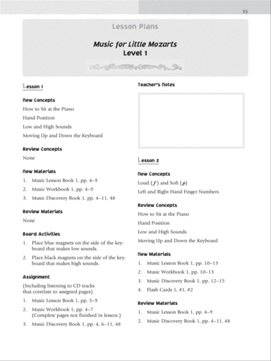 Music for Little Mozarts Teacher's Handbook, Book 1 & 2 Piano Method scores gallery preview page 6