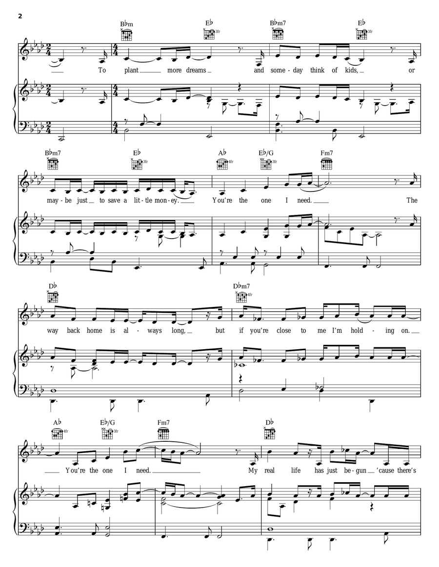 The One The One Piano, Vocal, Guitar scores gallery preview page 2