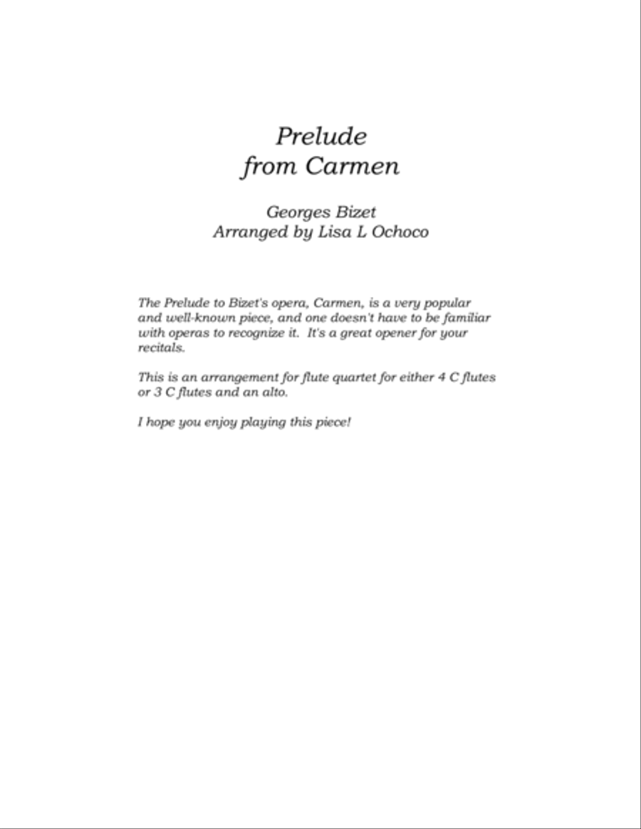 Prelude from Carmen for Flute Quartet Flute Quartet scores gallery preview page 4