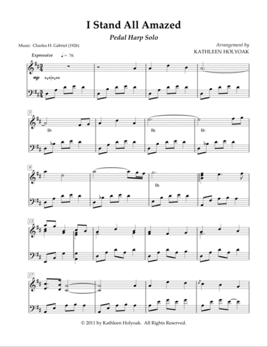 I Stand All Amazed - Harp Solo arrangement by KATHLEEN HOLYOAK Harp scores gallery preview page 2