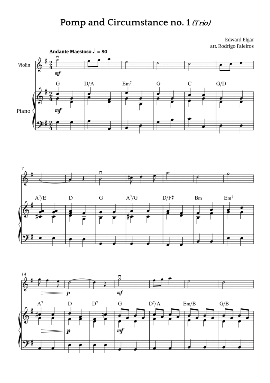 Pomp and Circumstance no. 1 (Trio) Chamber Music scores gallery preview page 1
