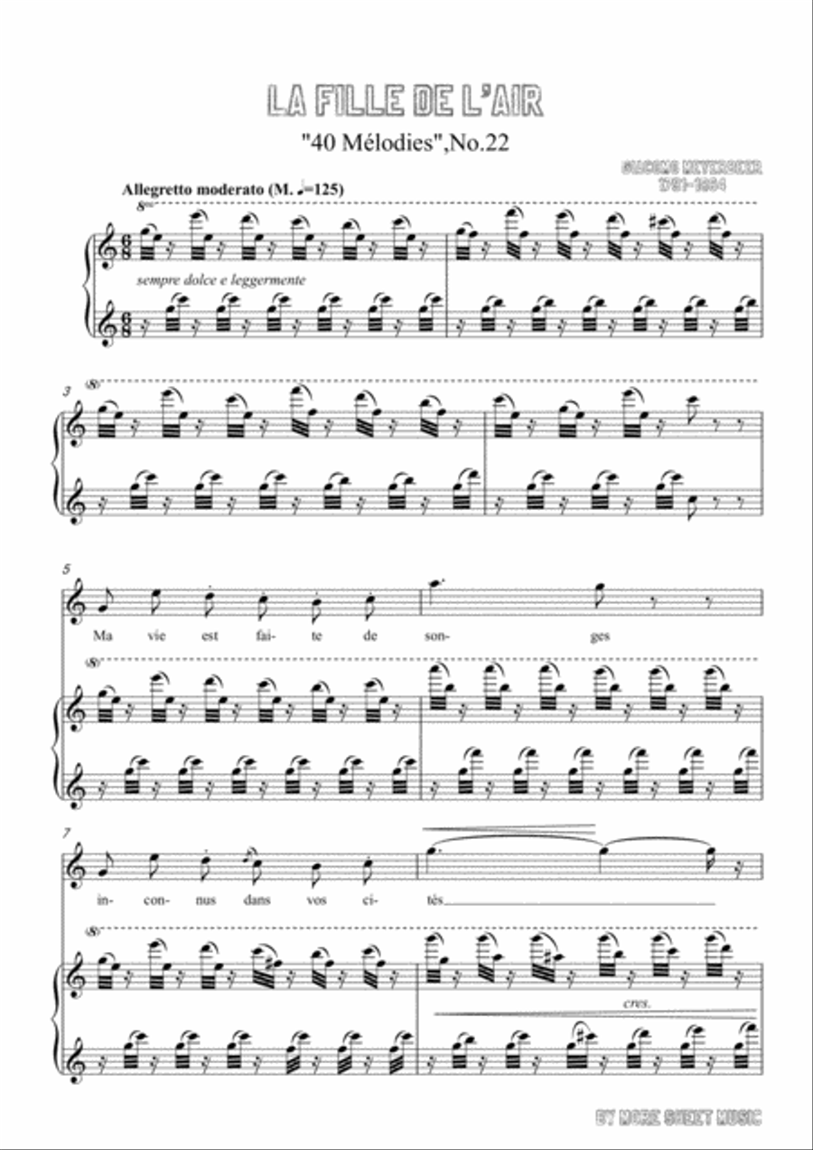 Meyerbeer-La fille de l'air in C Major,for Voice and Piano Voice Solo scores gallery preview page 3