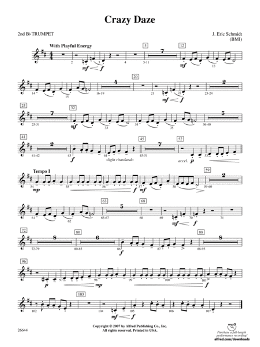 Crazy Daze: 2nd B-flat Trumpet Full Orchestra scores gallery preview page 1