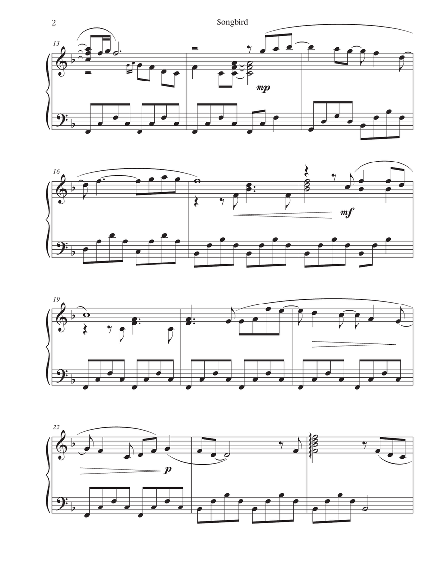 Songbird Piano Solo scores gallery preview page 3