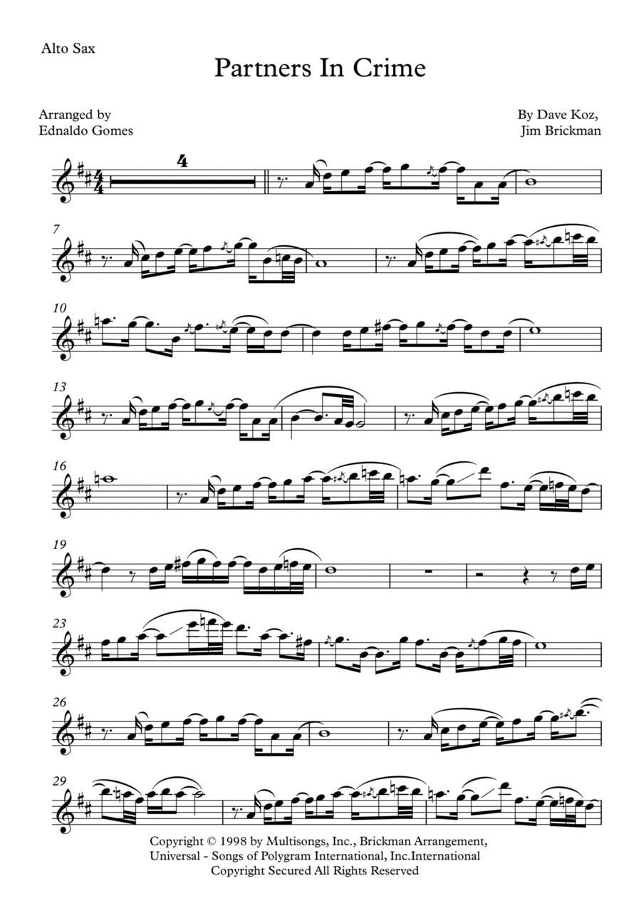 Partners In Crime Alto Saxophone scores gallery preview page 1