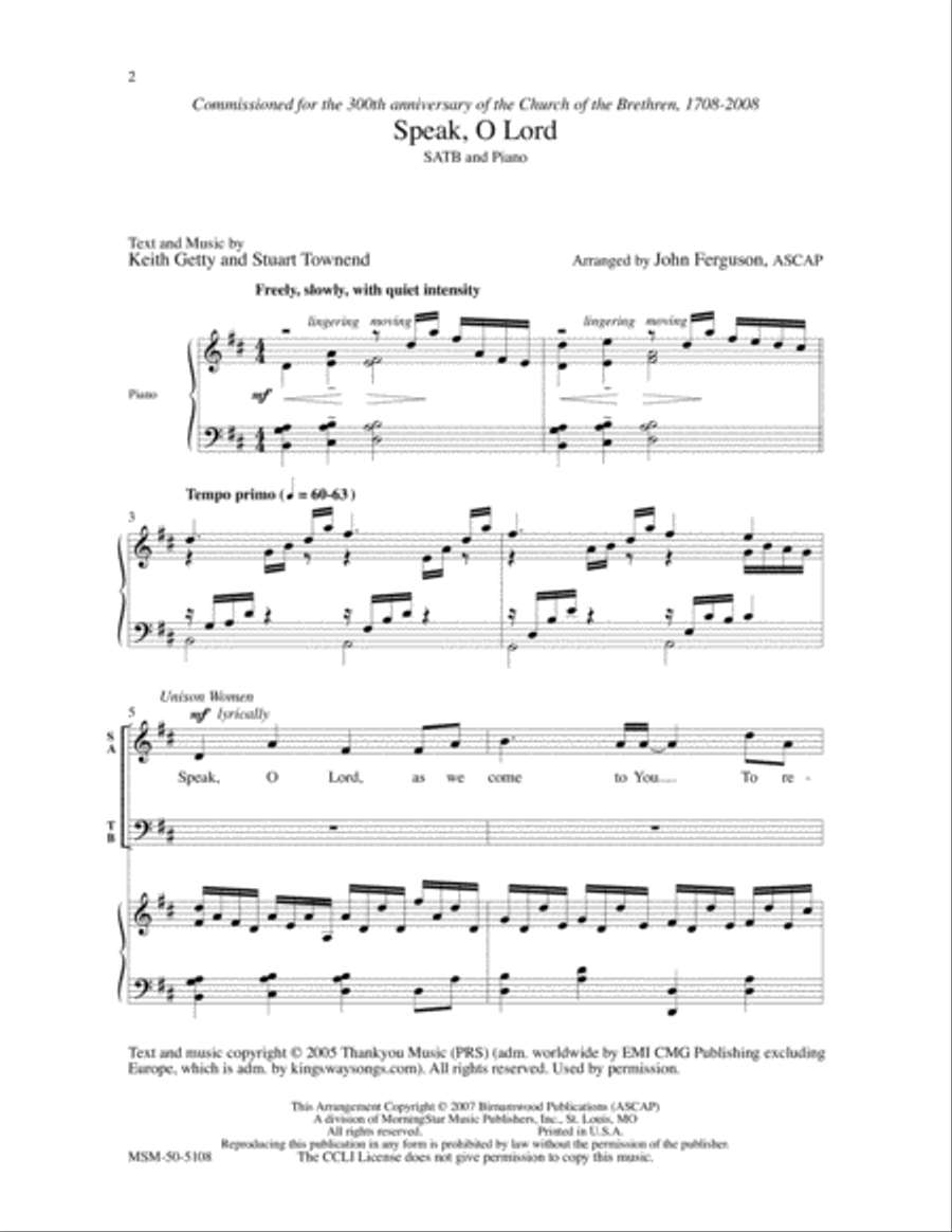 Speak, O Lord 4-Part scores gallery preview page 2