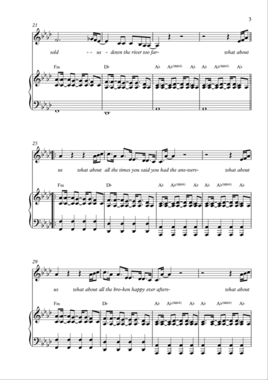 What About Us Piano Solo scores gallery preview page 3