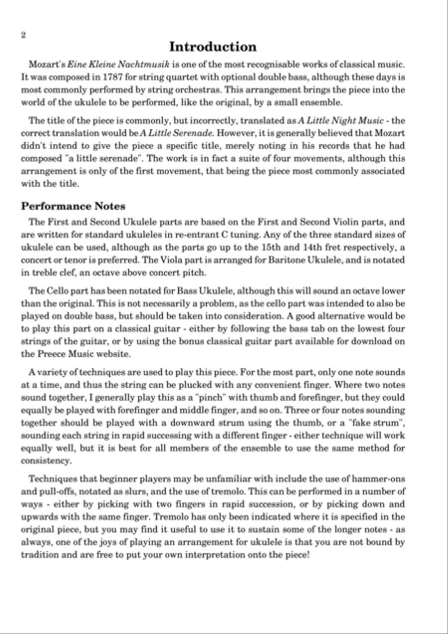 Eine Kleine Nachtmusik (Allegro) arranged for ukulele ensemble by Thomas Preece Small Ensemble scores gallery preview page 3