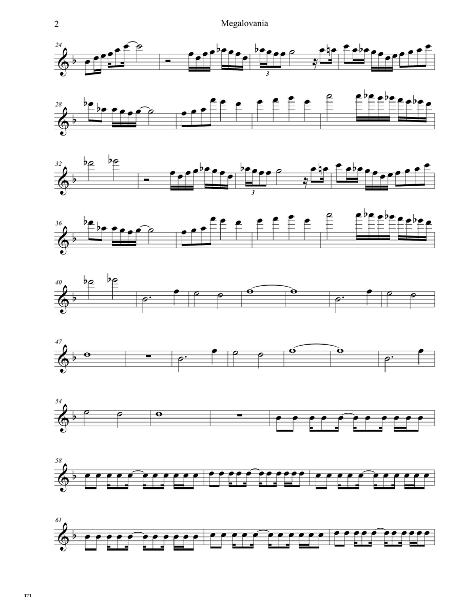 MEGALOVANIA (from Undertale) Flute Solo scores gallery preview page 2