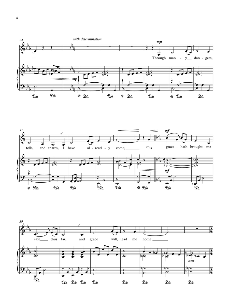 Amazing Grace (low voice and piano) Low Voice scores gallery preview page 4