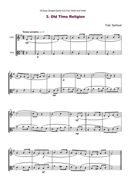 18 Easy Gospel Duets Vol.2 for Violin and Viola