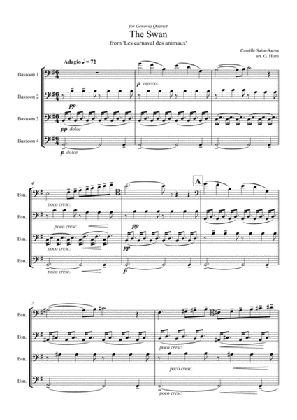 Saint-Saëns, The Swan for Bassoon Quartet