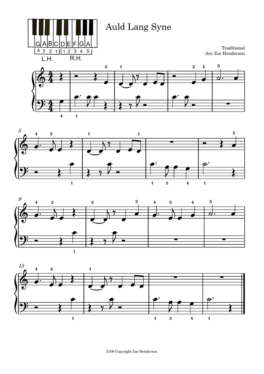 Auld Lang Syne (Beginner Piano)