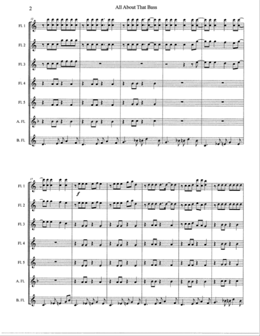 All About That Bass Woodwind Ensemble scores gallery preview page 2