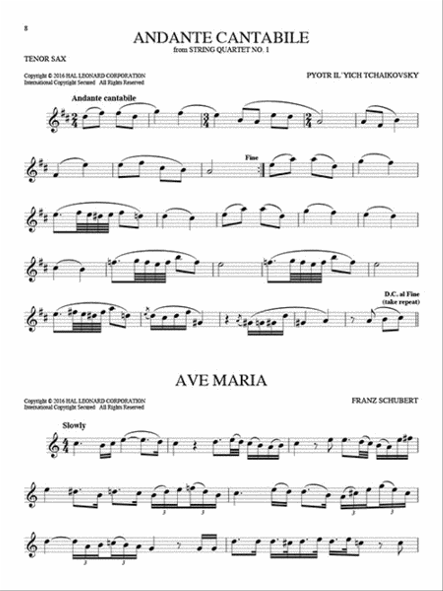 101 Classical Themes for Tenor Sax Tenor Saxophone scores gallery preview page 3