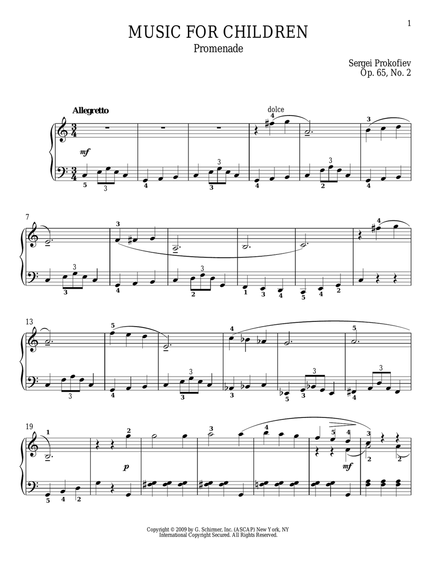 Promenade Promenade Piano Solo scores gallery preview page 1