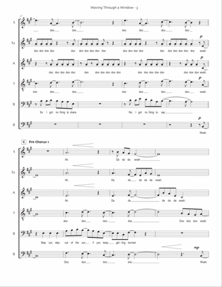 Waving Through A Window 4-Part scores gallery preview page 3