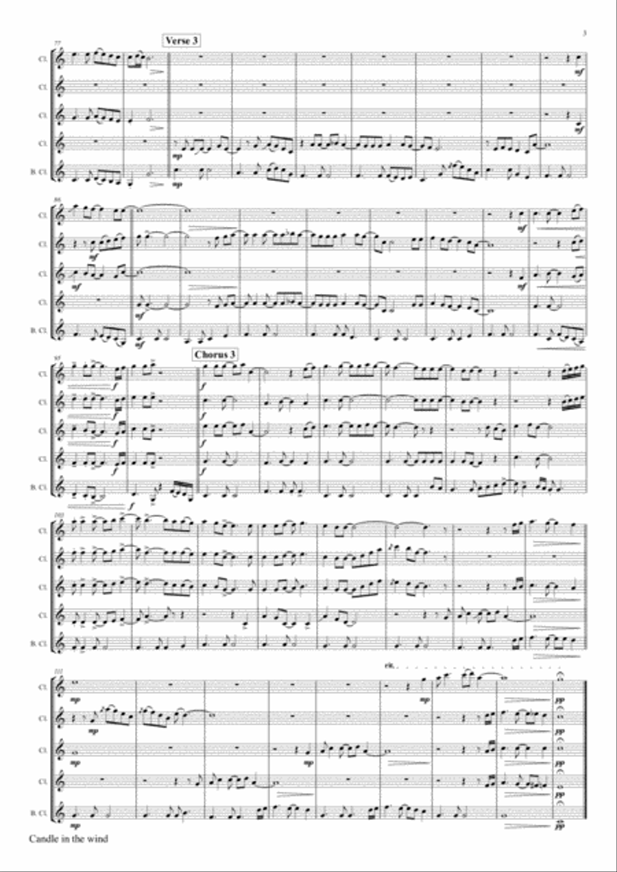 Candle In The Wind Woodwind Ensemble scores gallery preview page 3