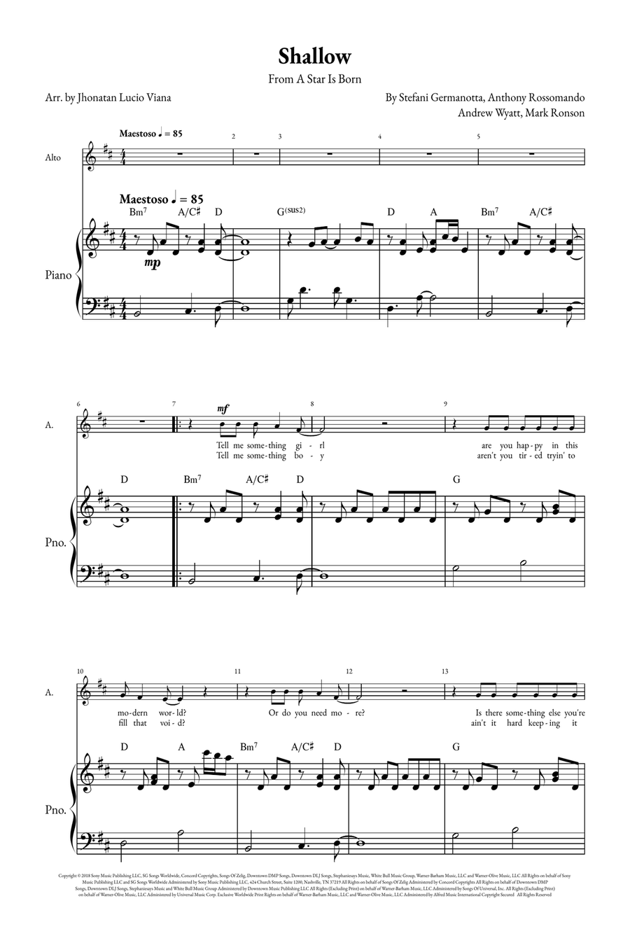 Shallow A Cappella scores gallery preview page 1