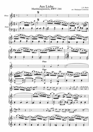 Aria "Aus liebe" (Matthäus Passion, BWV 244) for oboe and harp