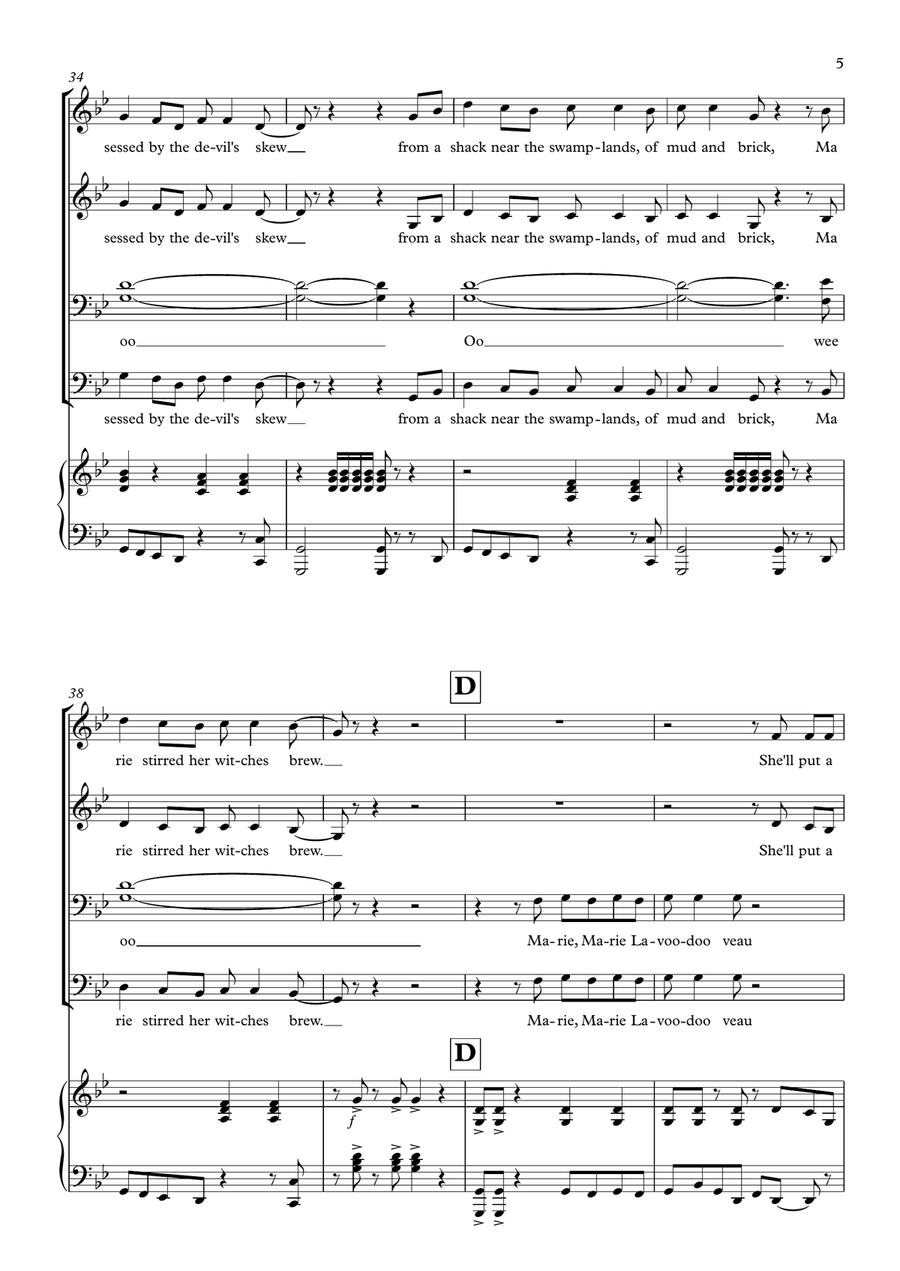 The Witch Queen Of New Orleans 4-Part scores gallery preview page 5