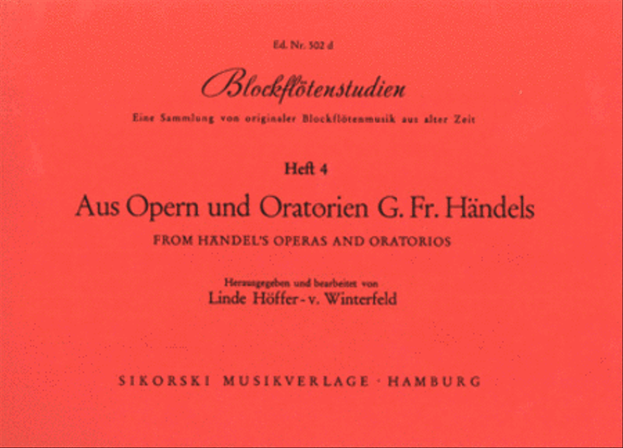 From the Operas and Oratorios of G.F. Handel – Volume 4 Alto Recorder scores gallery preview page 1