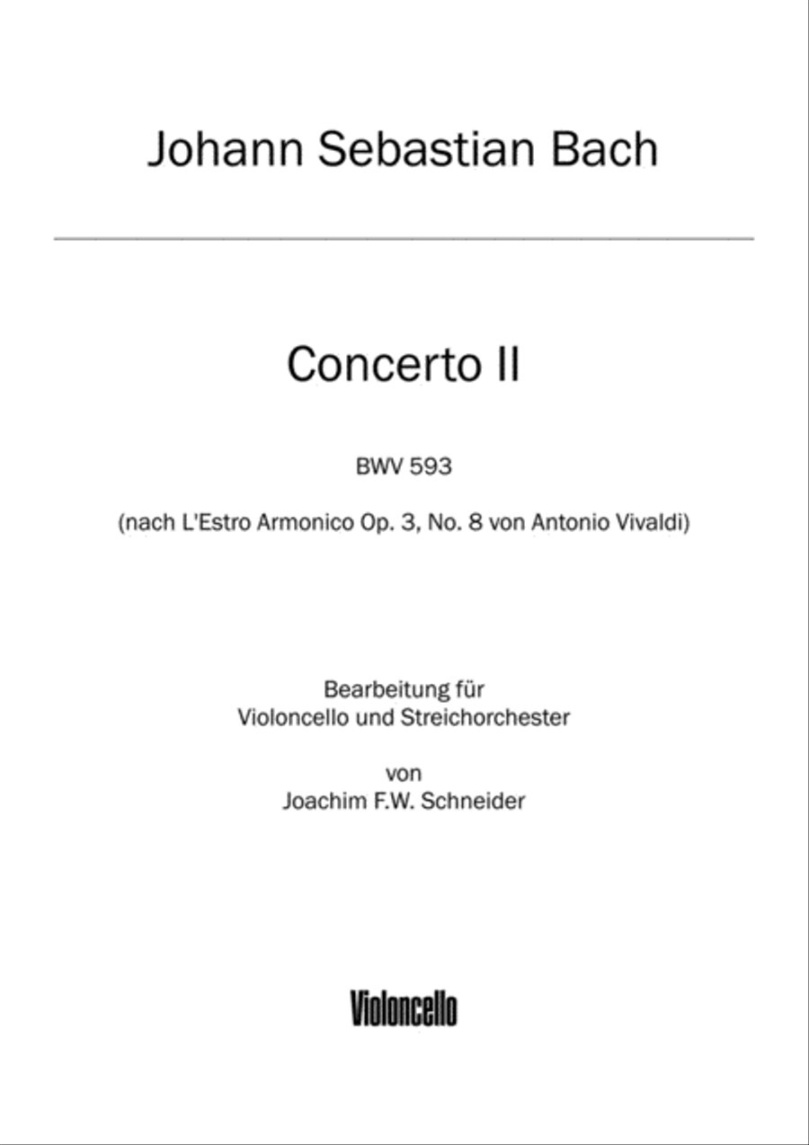 Concerto for Violoncello, Strings and Basso continuo A minor (after BWV 593) Piano and Keyboard scores gallery preview page 1
