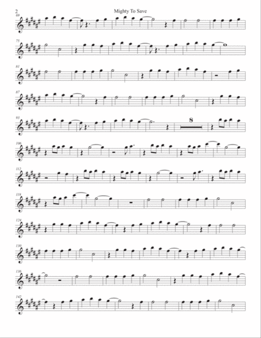 Mighty To Save Baritone Saxophone scores gallery preview page 2