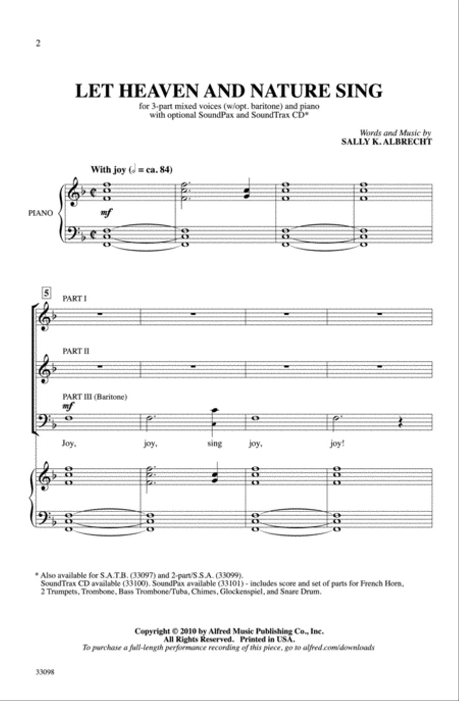 Let Heaven and Nature Sing 3-Part scores gallery preview page 2