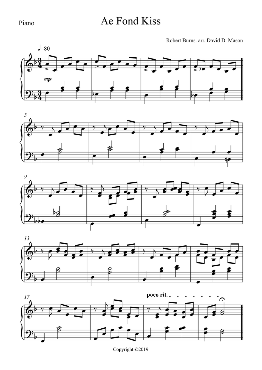 Ae Fond Kiss Clarinet Solo scores gallery preview page 2