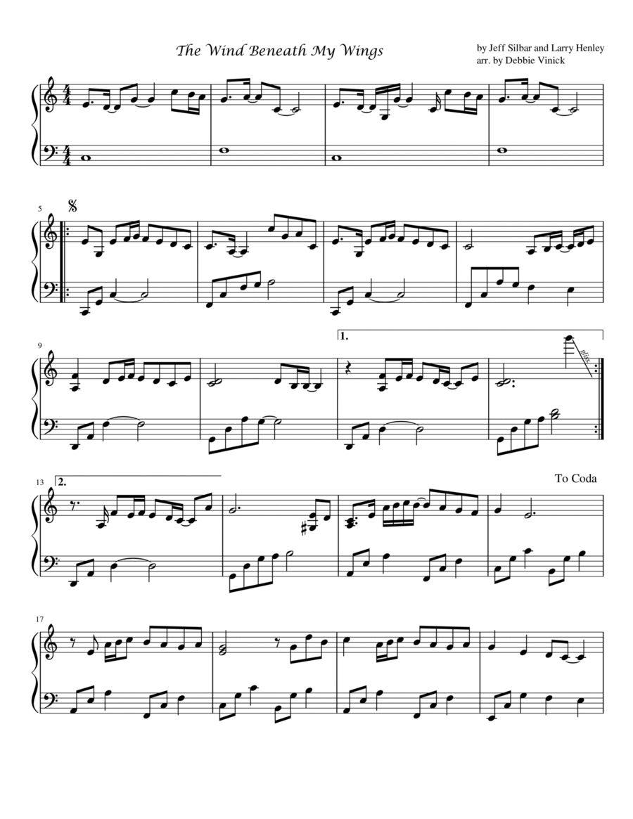 The Wind Beneath My Wings The Wind Beneath My Wings Piano Solo scores gallery preview page 1