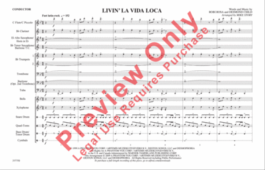 Livin' la Vida Loca Marching Band scores gallery preview page 2
