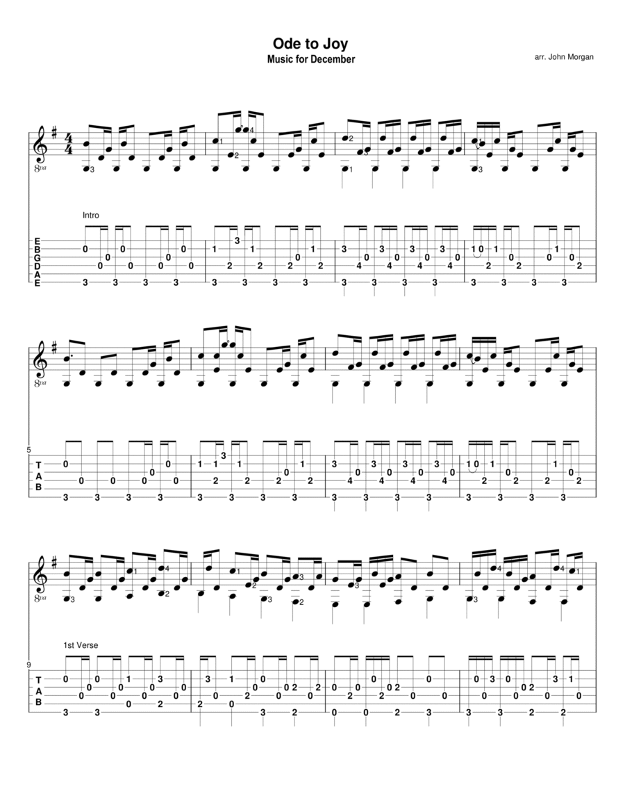 Ode to Joy Guitar Solo scores gallery preview page 1