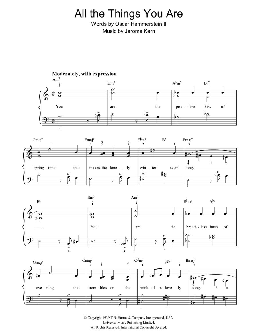 All The Things You Are All The Things You Are Piano, Vocal, Guitar scores gallery preview page 1