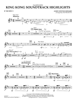 King Kong (Soundtrack Highlights) (arr. Ted Ricketts) - Bb Trumpet 3